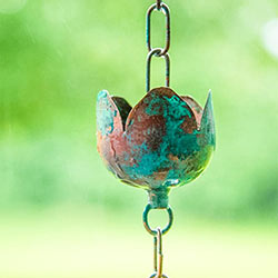 Verdigris Tulip Rain Chain