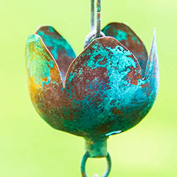 Verdigris Tulip Rain Chain